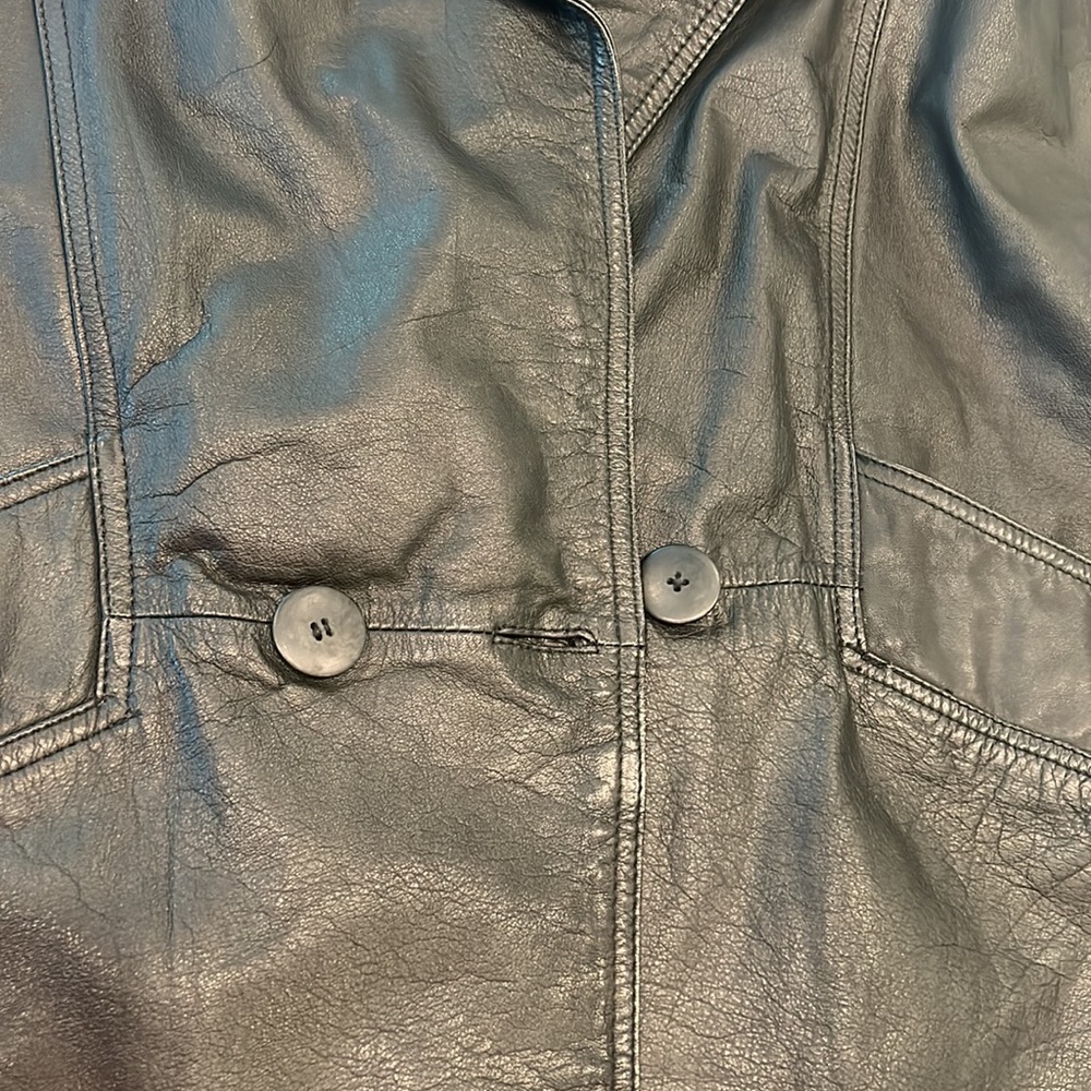 VTG Laurice Black Genuine Leather Double Breasted MOTO BIKER Jacket sz M Coat - Picture 5 of 14